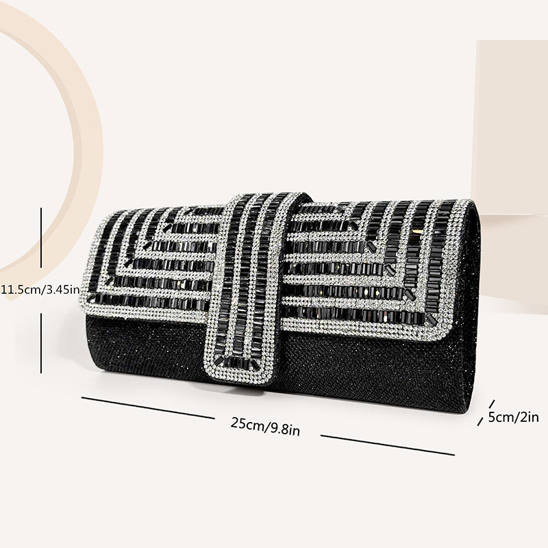 Black Sequined Rectangular Clutch Purse