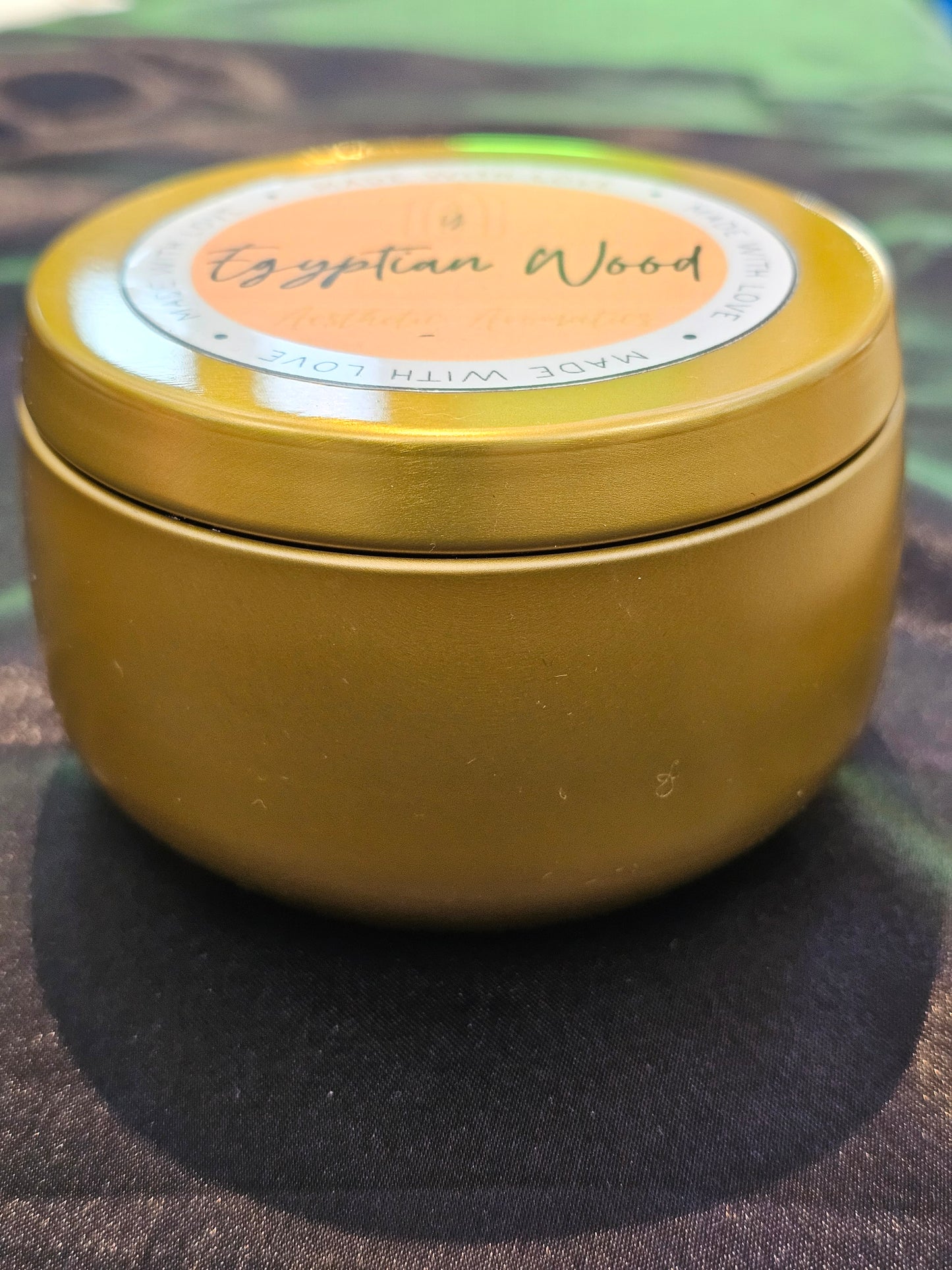 Egyptian Wood- 2-Wicks Luxury Scented Organic Candle with Lapis Lazuli