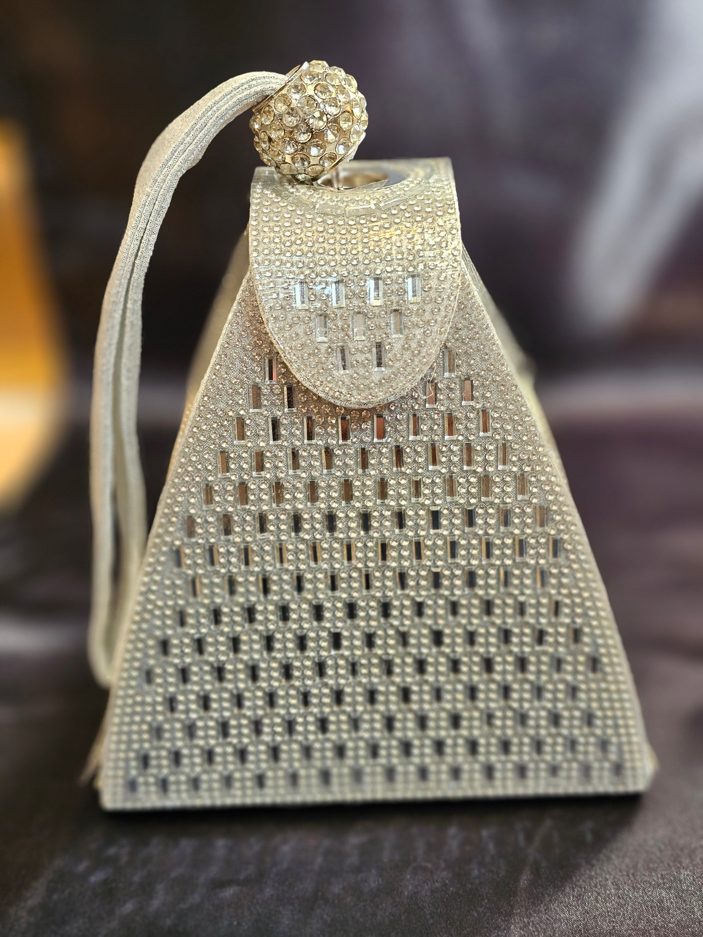 White Crystal Pyramid Handbag