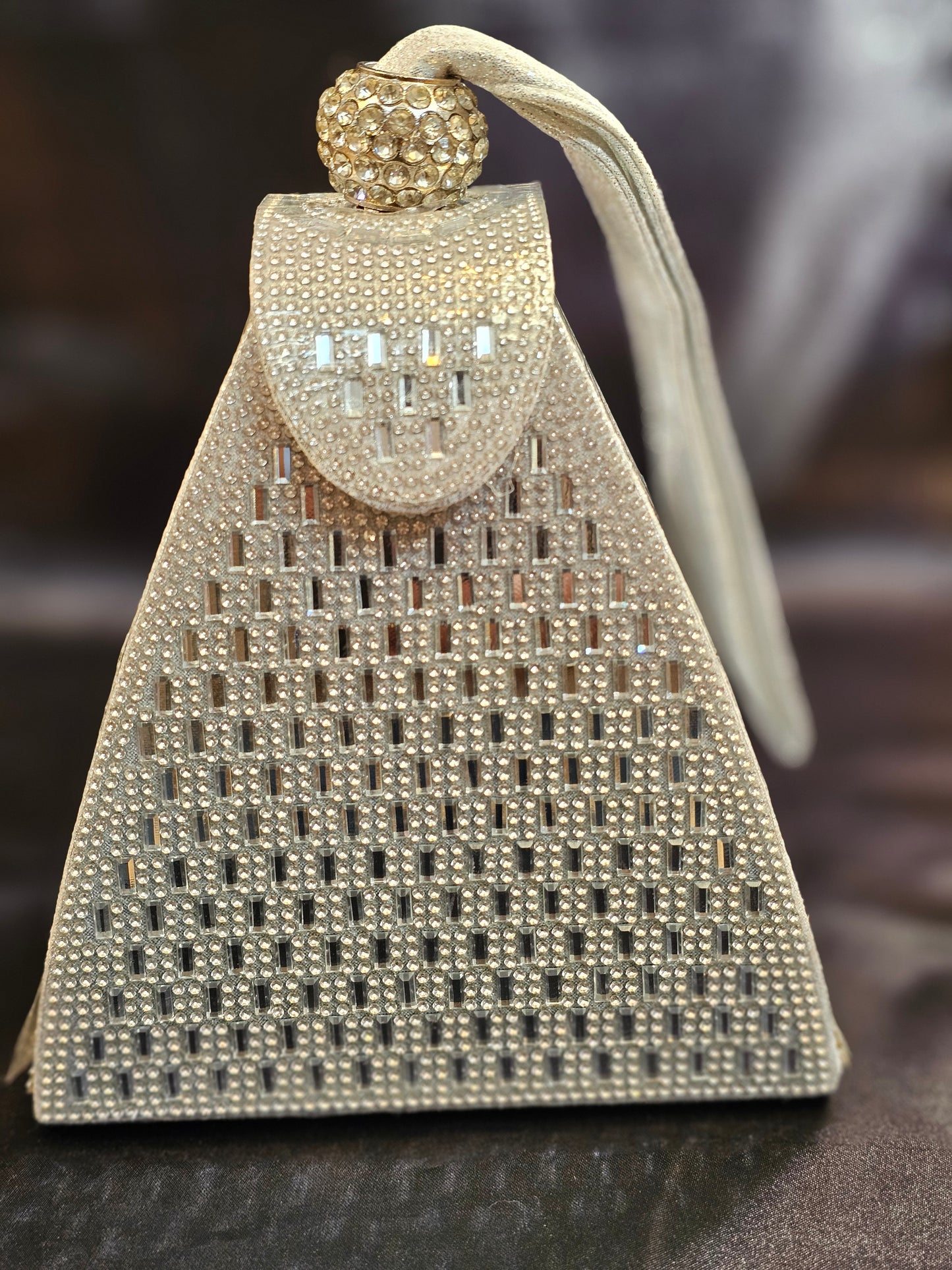 White Crystal Pyramid Handbag