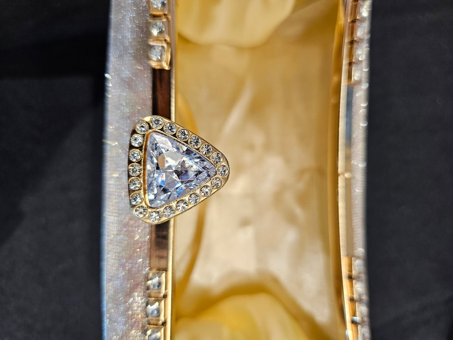 Pink Triangular Stone Ring Evening Bag - Clutch