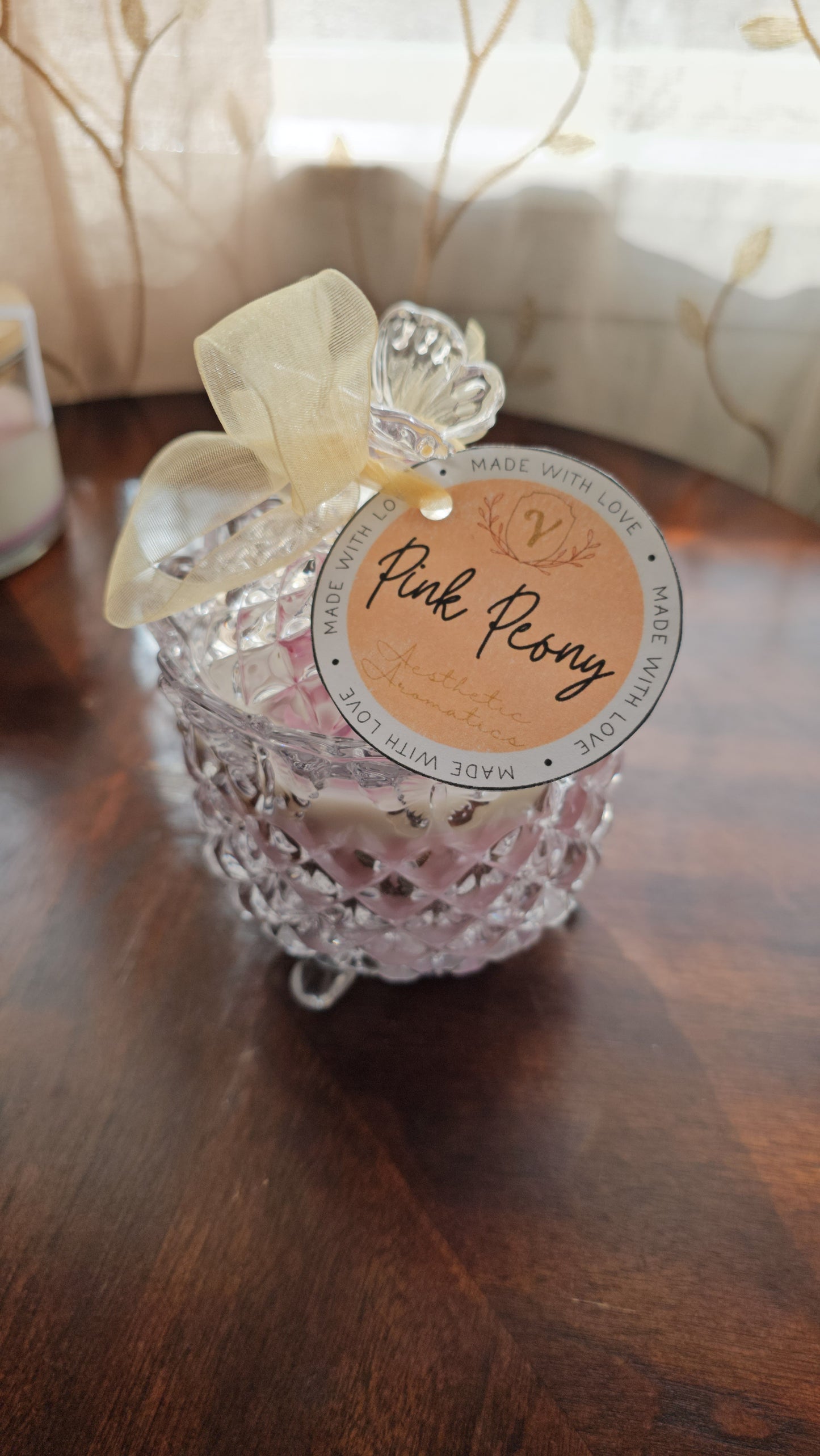 Pink Peony - Luxury Scented Candle with Wax Peony