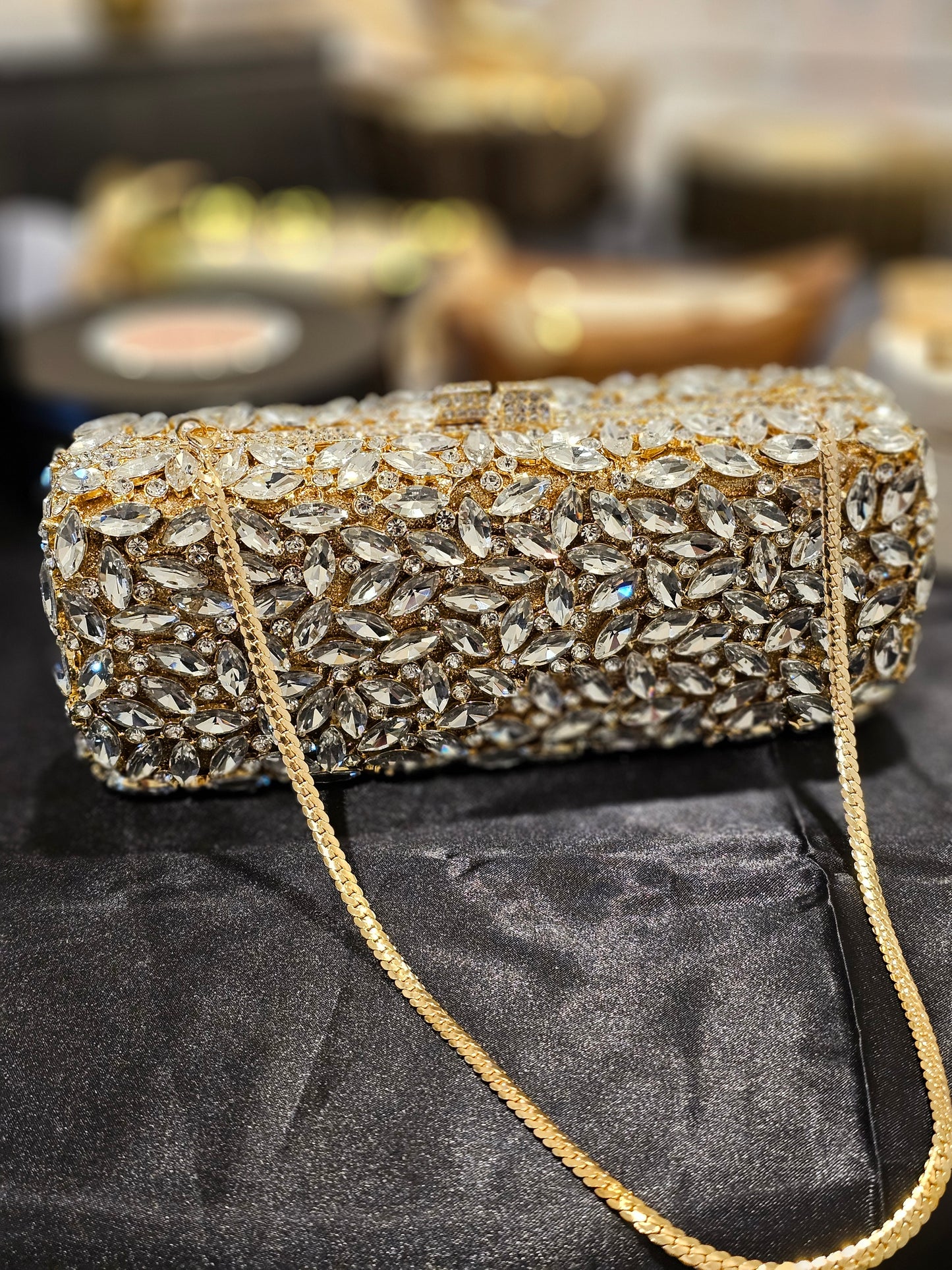 Golden Diamond Cut Clutch