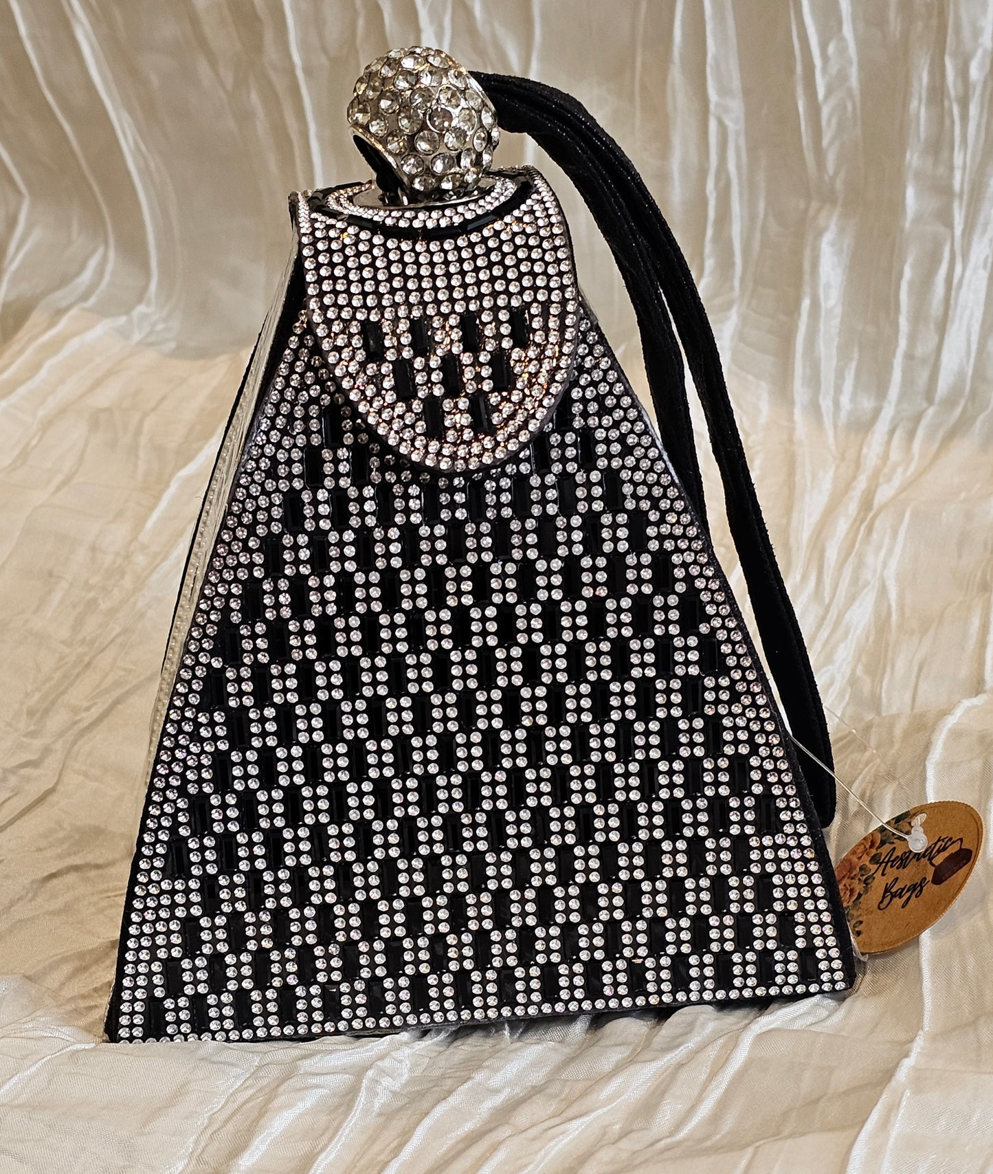 Black Crystal Pyramid Handbag