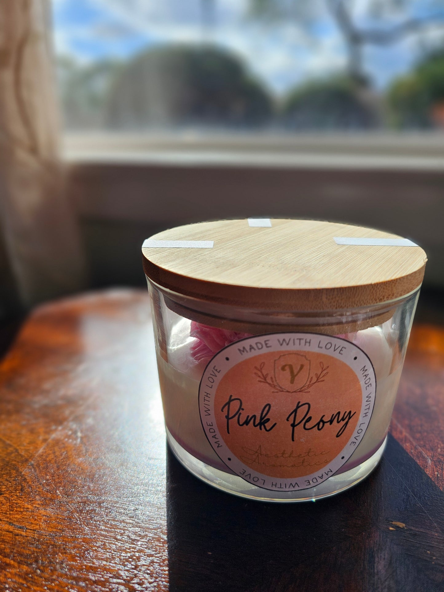 Pink Peony - Luxury Scented Candle with Wax Peony