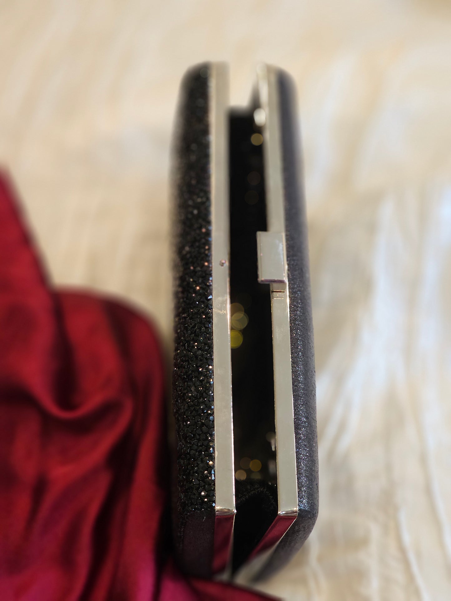 Black Crystalized Sequin clutch bag