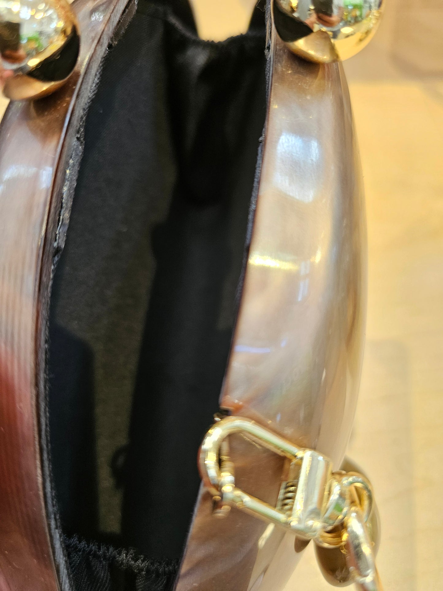 Pearl Brown Dumpling Shape Clutch and Party Bag