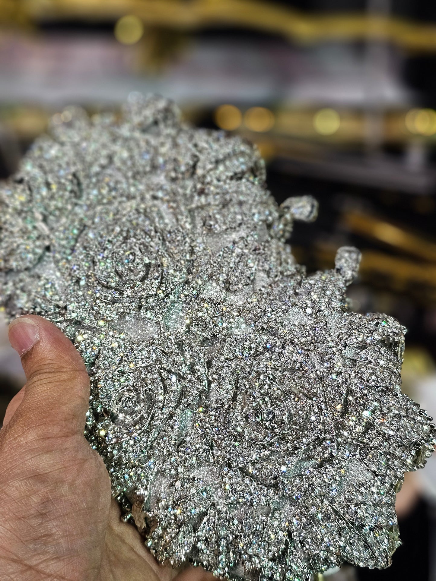 Silver Flowers Luxury Clutch Bridal Bag