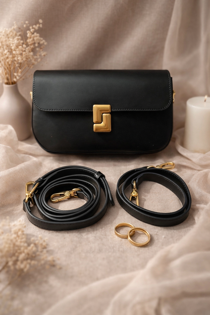 Demi Gold Genuine Leather Bag - front view - R&W Aesthetics