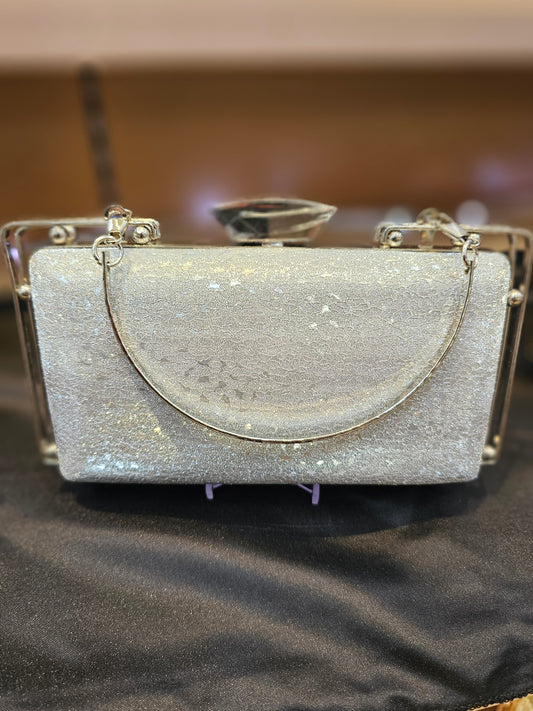 Silver Rectangular Evening Bag - Clutch