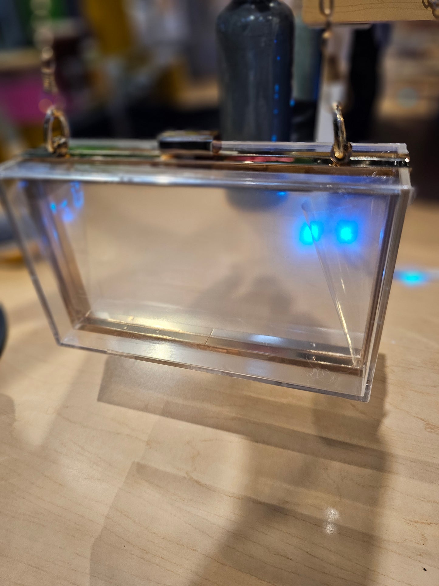 Clear Acrylic Box Clutch with gold trim