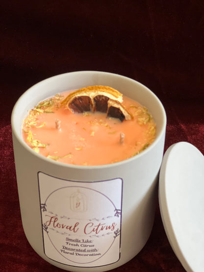 Floral Citrus Luxury Candle - side view - R&W Aesthetics