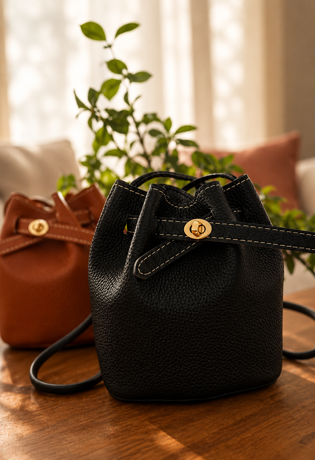 Luna | Leather Bucket Bag