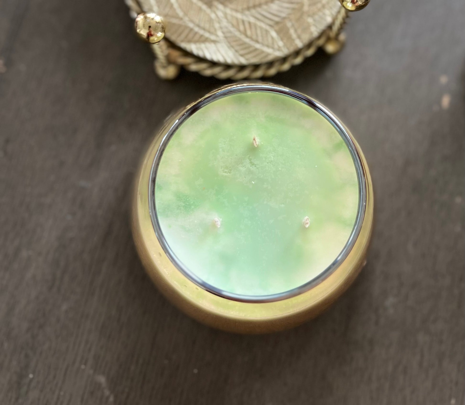 Pistachio Frappe | Luxury Soy Candle - front view - R&W Aesthetics
