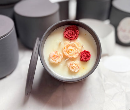 Golden Rose Luxury Candle - open view - R&W Aesthetics