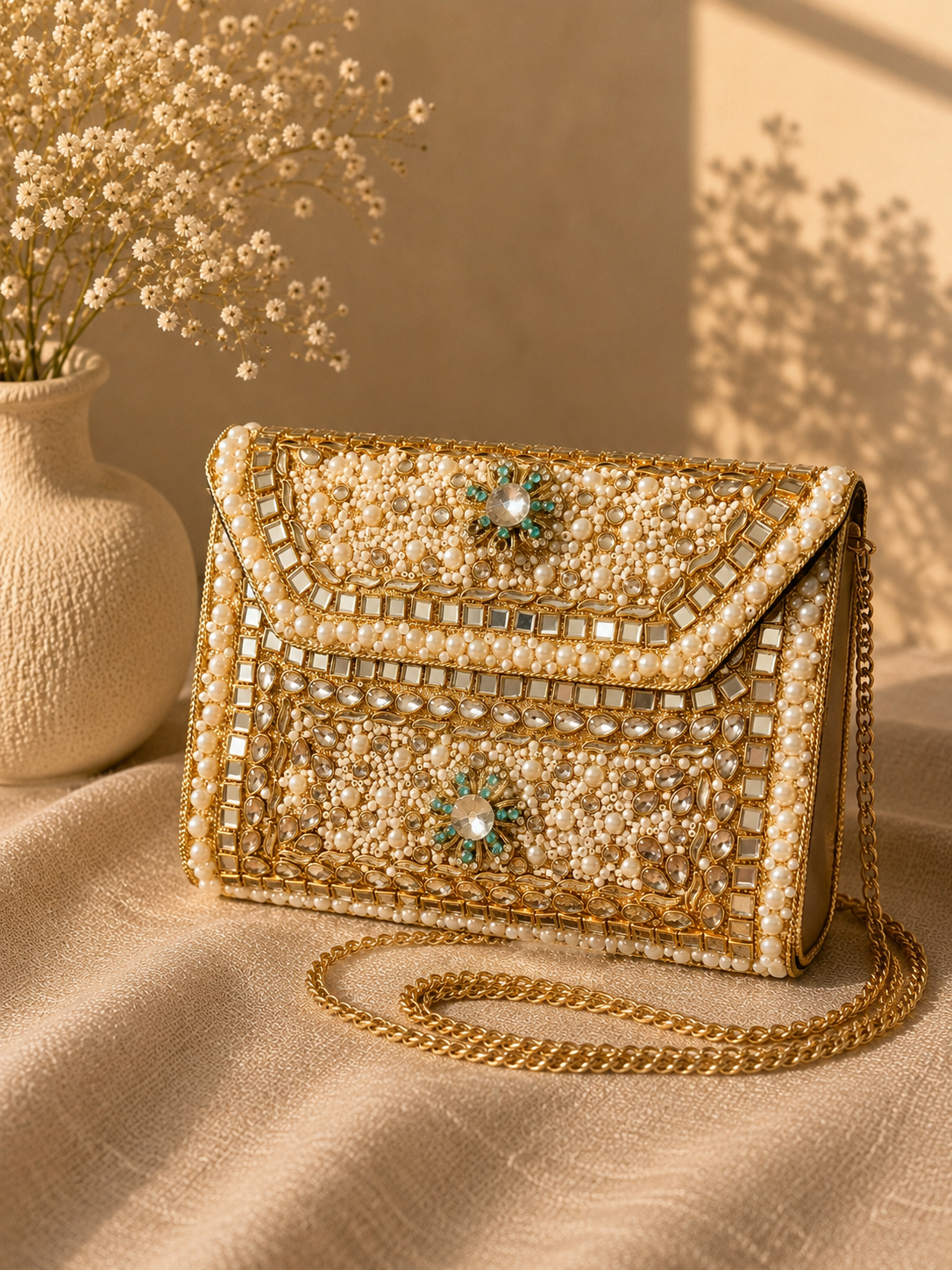 Mughal | Large Handmade Kundan Clutch