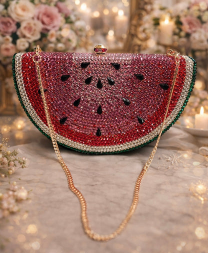 Aqsa Rhinestones Clutch - front view - R&W Aesthetics