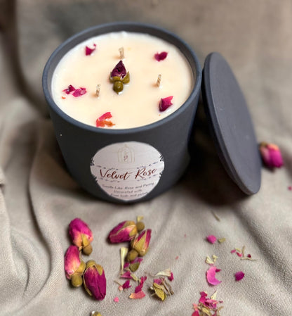 Velvet Rose - Luxury Scented Candle | 3-wicks - open view - R&W Aesthetics