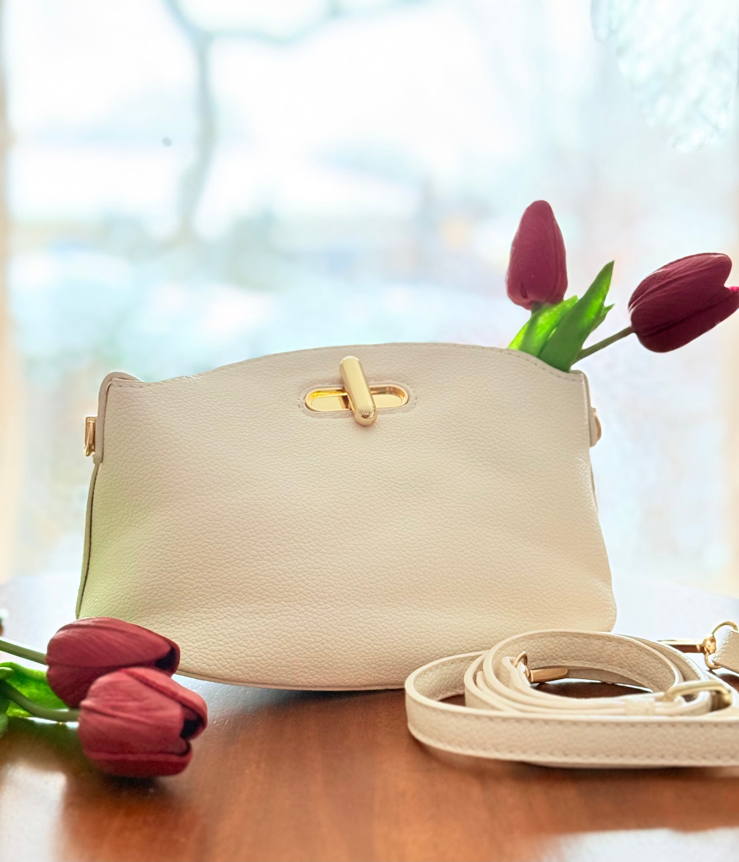 Dove | Leather Bag - angle view - R&W Aesthetics