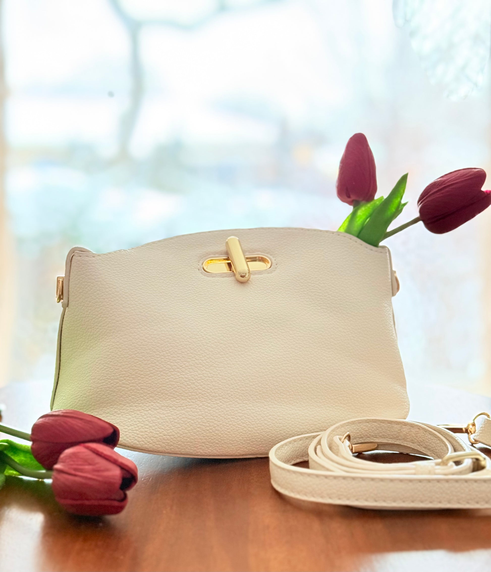 Dove | Leather Bag - angle view - R&W Aesthetics
