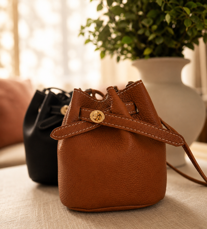 Luna | Leather Bucket Bag