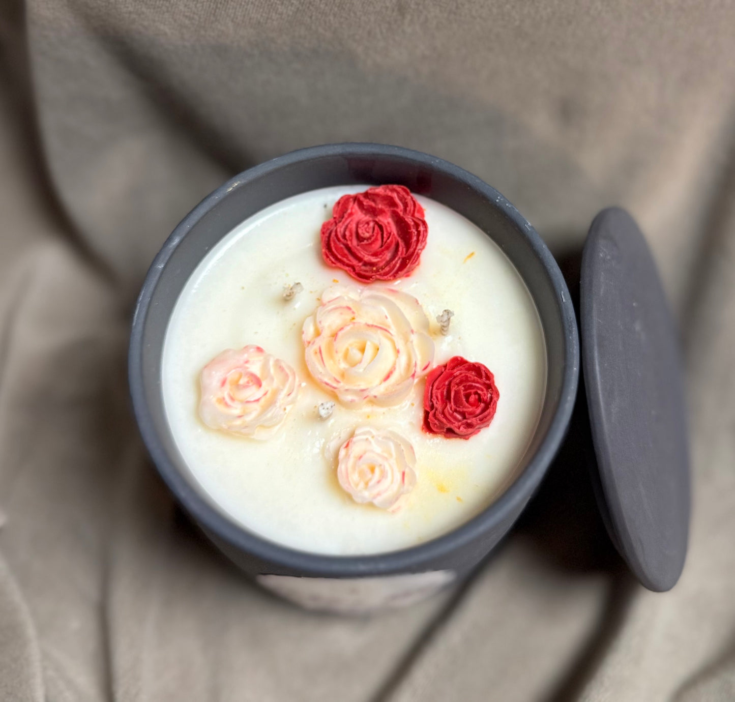 Golden Rose Luxury Candle - front view - R&W Aesthetics