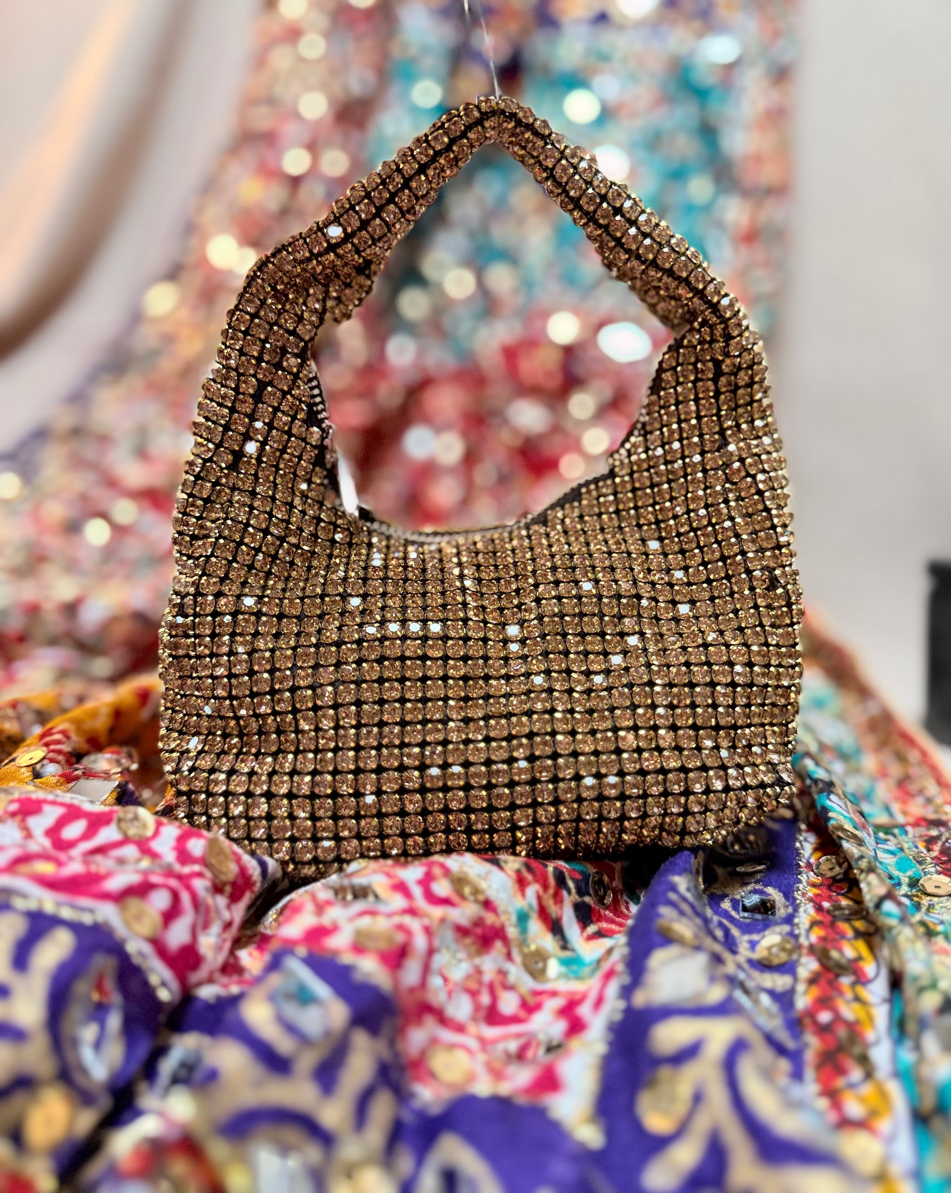 Twilight | Rhinestone Evening Bag - side view - R&W Aesthetics