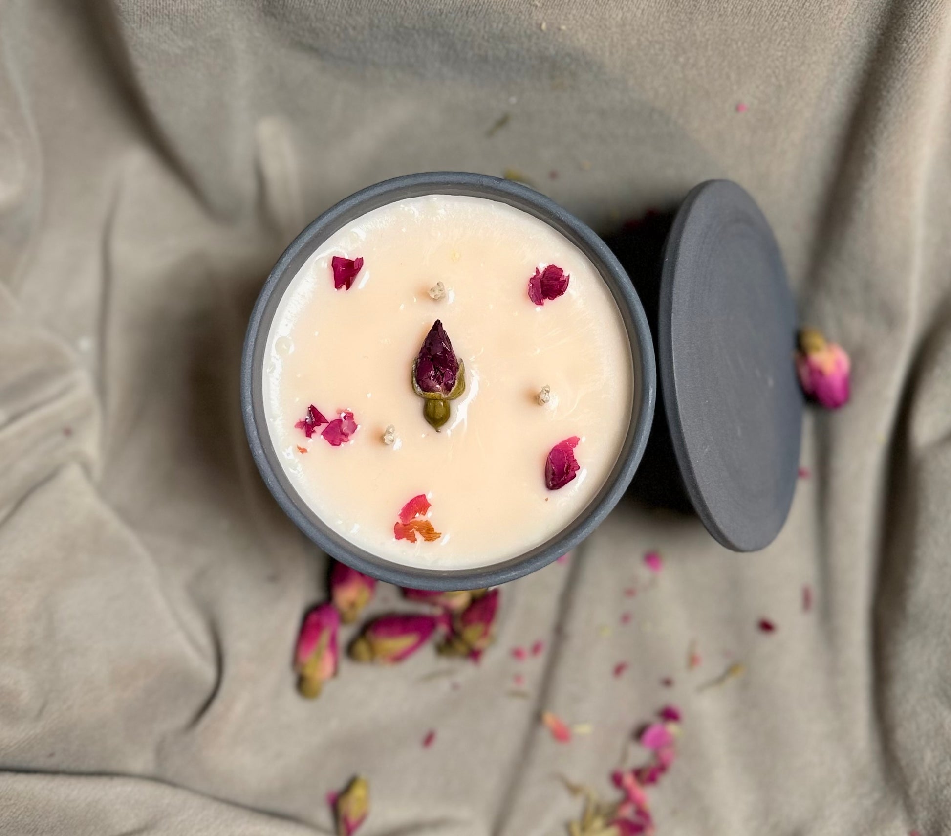 Velvet Rose - Luxury Scented Candle | 3-wicks - side view - R&W Aesthetics