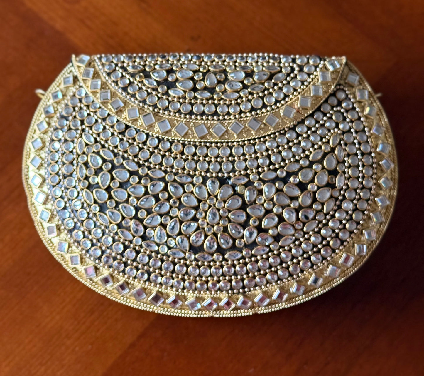 Goldie | Large Handmade Kundan Clutch - detail view - R&W Aesthetics