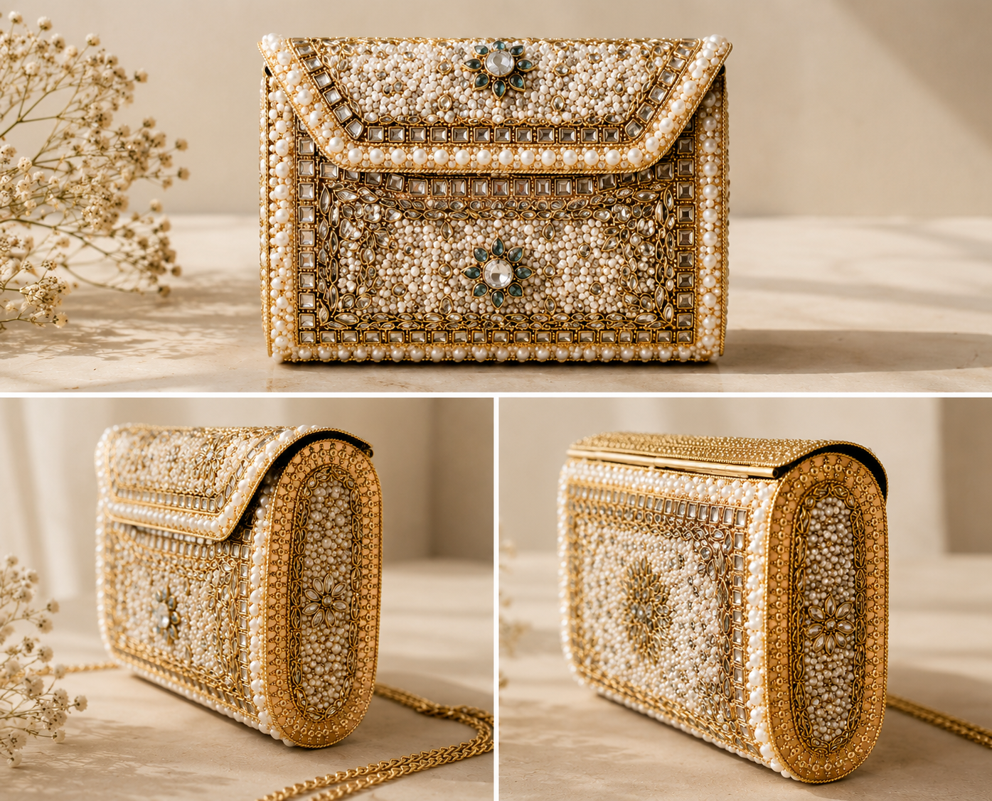 Mughal | Large Handmade Kundan Clutch