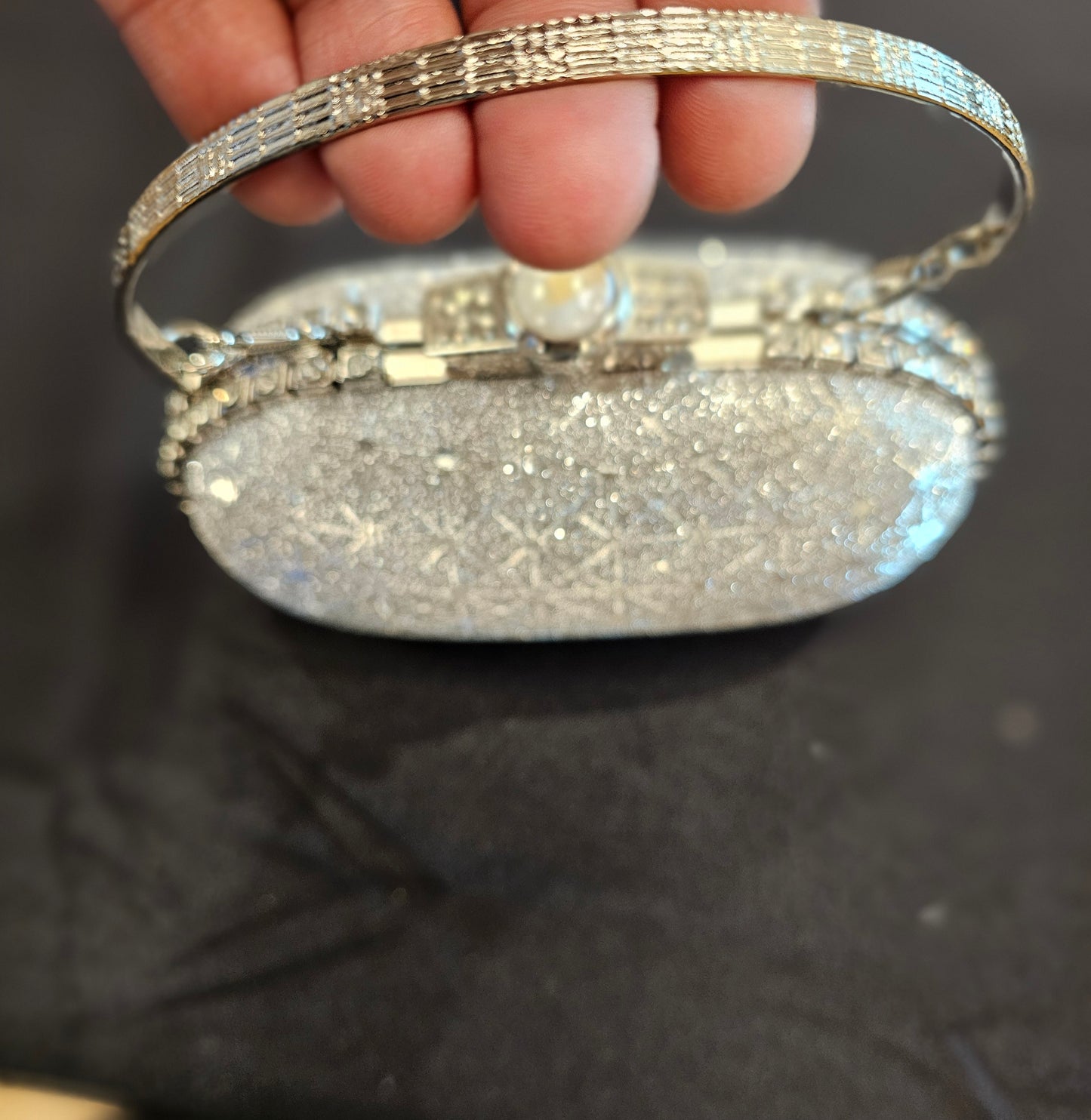 Silver Ellipse Ball Evening Bag - Clutch