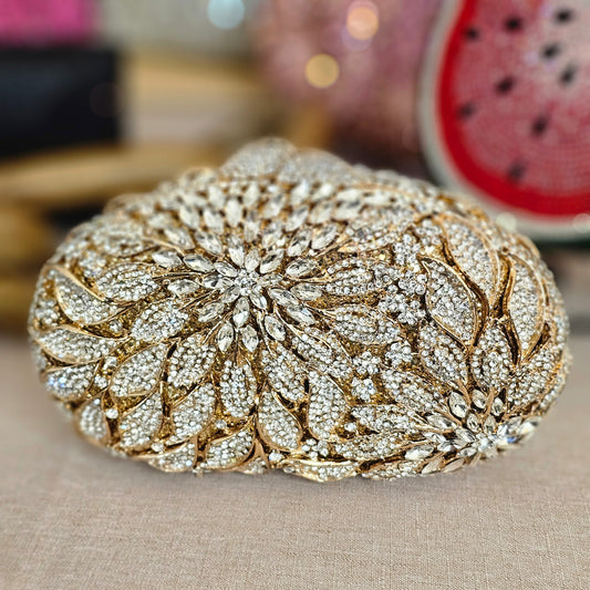 Golden Vine Rhinestones Clutch