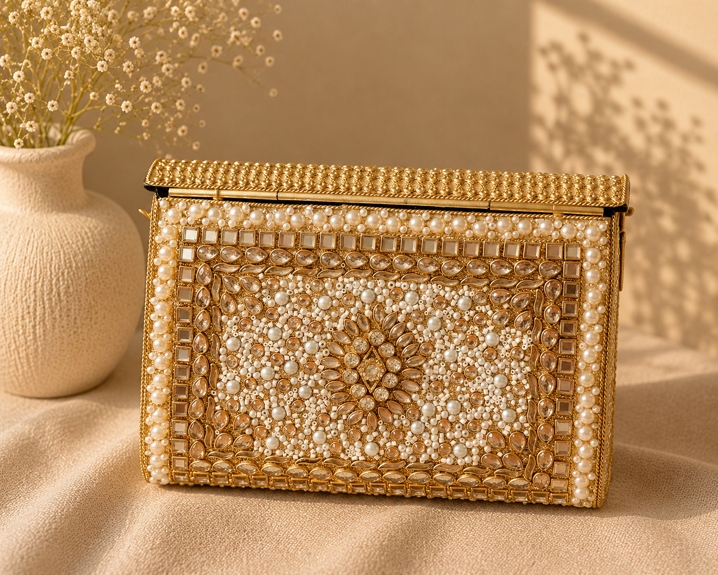 Mughal | Large Handmade Kundan Clutch