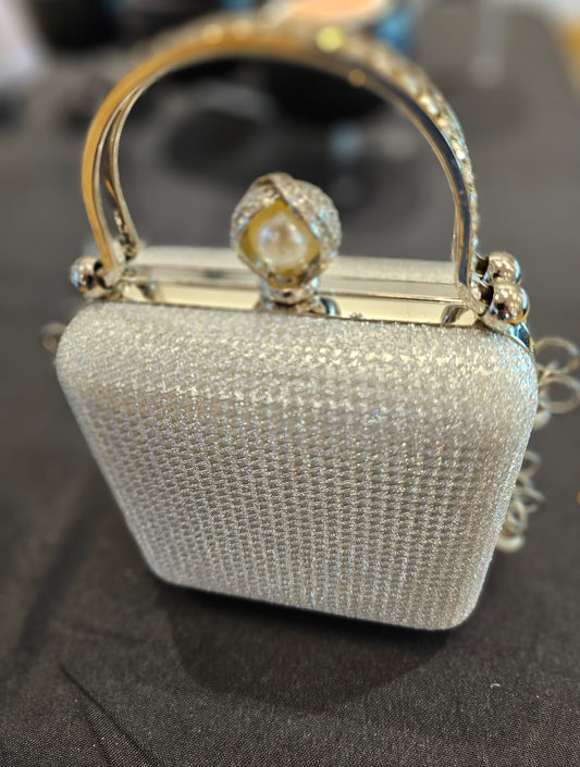 Silver Square Box Evening Bag