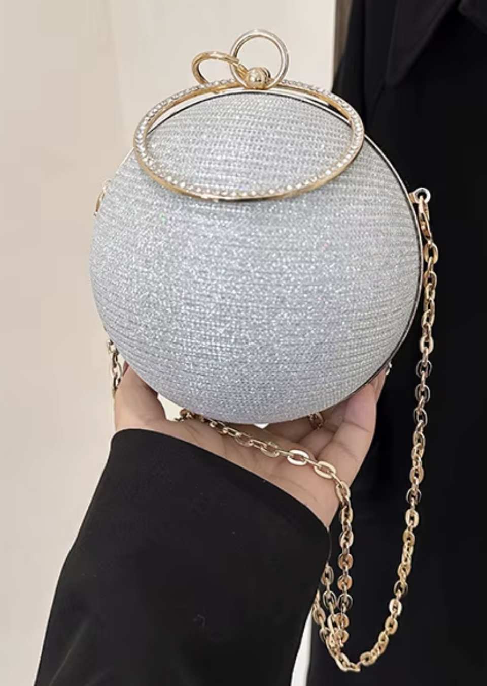 White Disco Ball clutch bag
