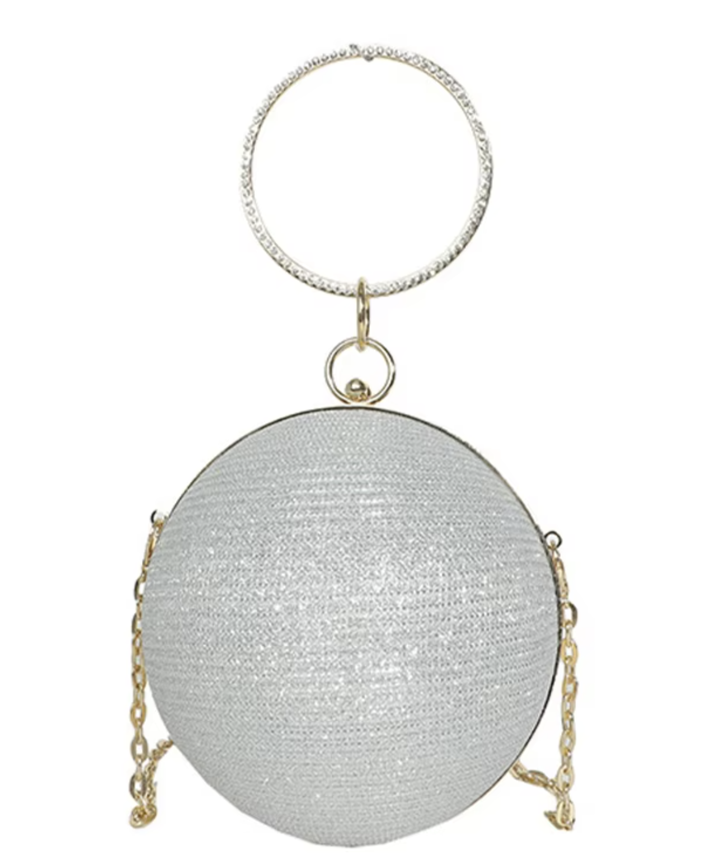 White Disco Ball clutch bag