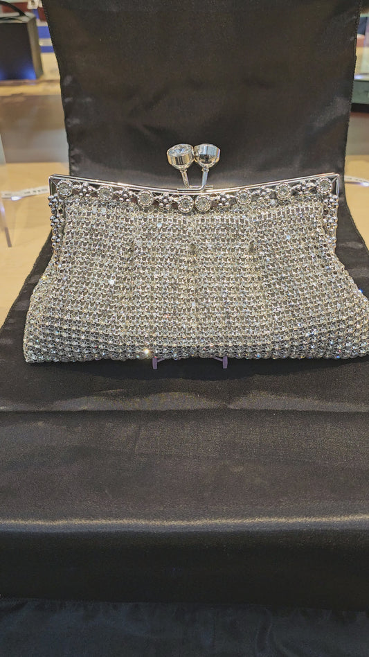 Silver Luxy Rhinestone clutch