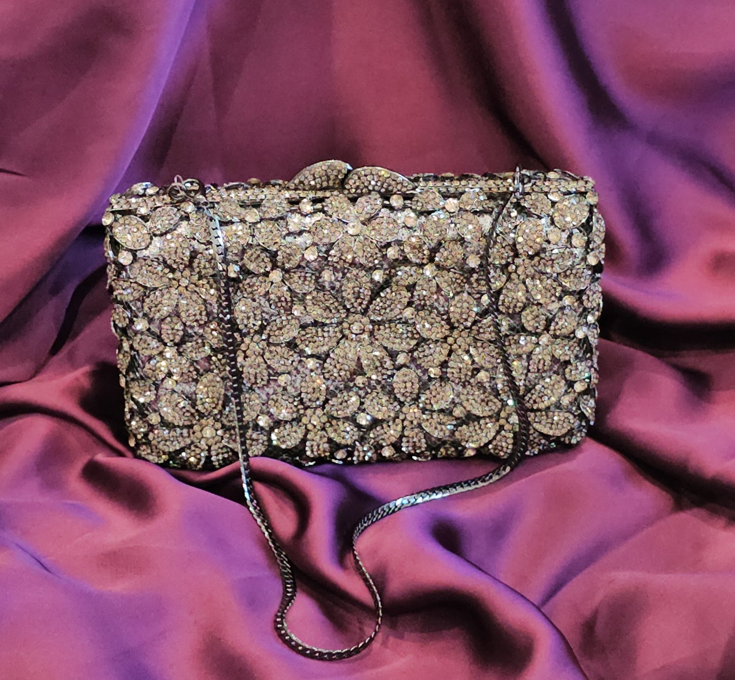 Daisy Luxury Rhinestones Clutch - back view - R&W Aesthetics