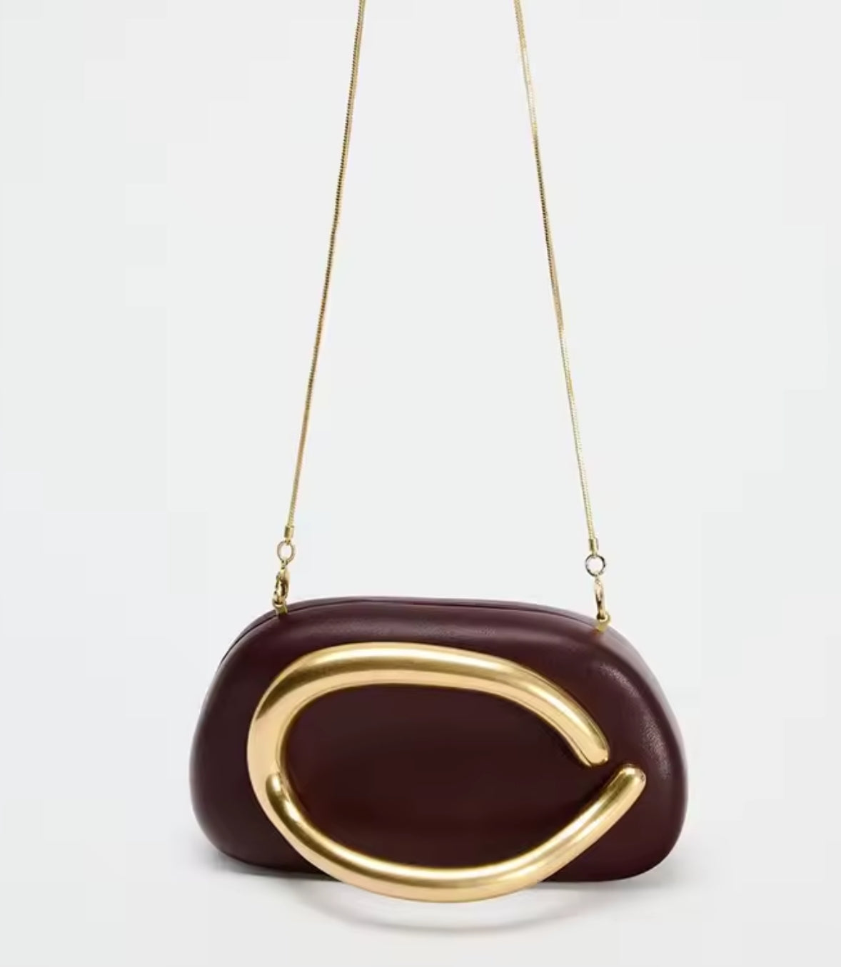 Burgandy Box Leather Clutch