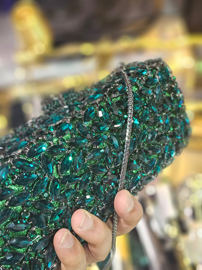 Green Diamond Cut Clutch