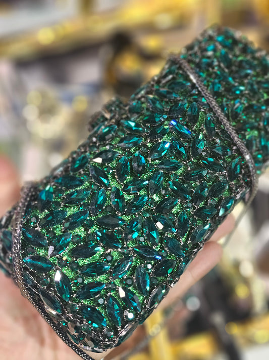 Green Diamond Cut Clutch