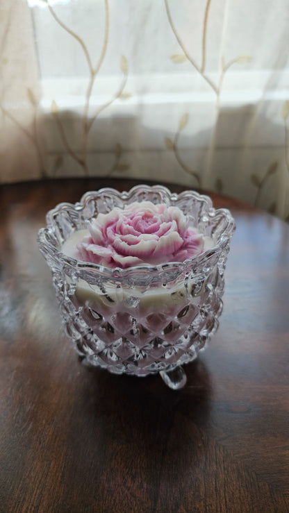 Pink Peony - Luxury Scented Candle with Wax Peony