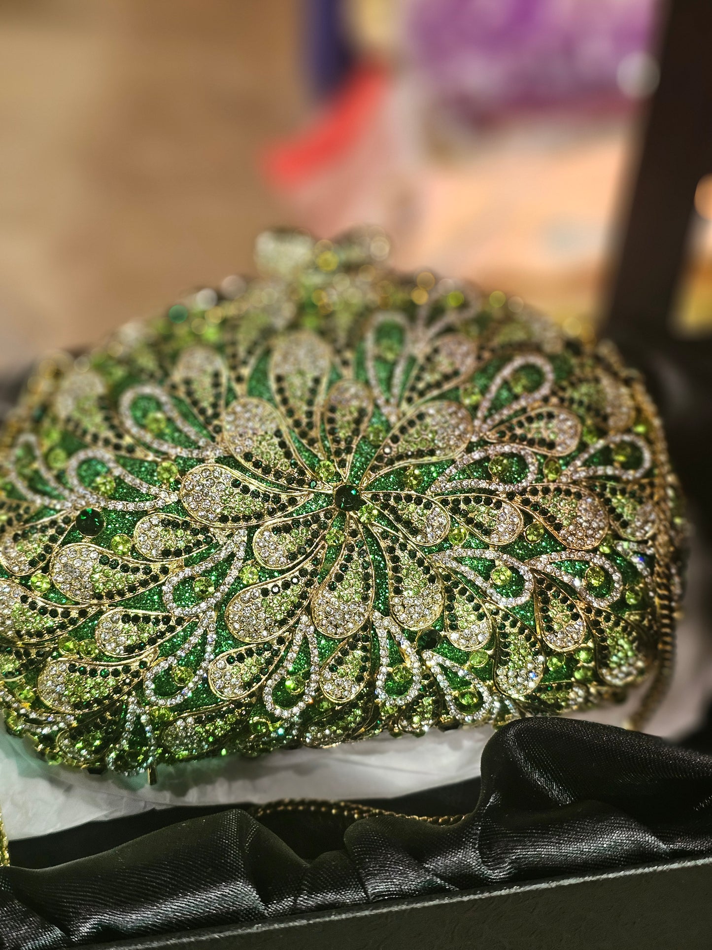 Peacock Green Rhinestone Bridal Clutch
