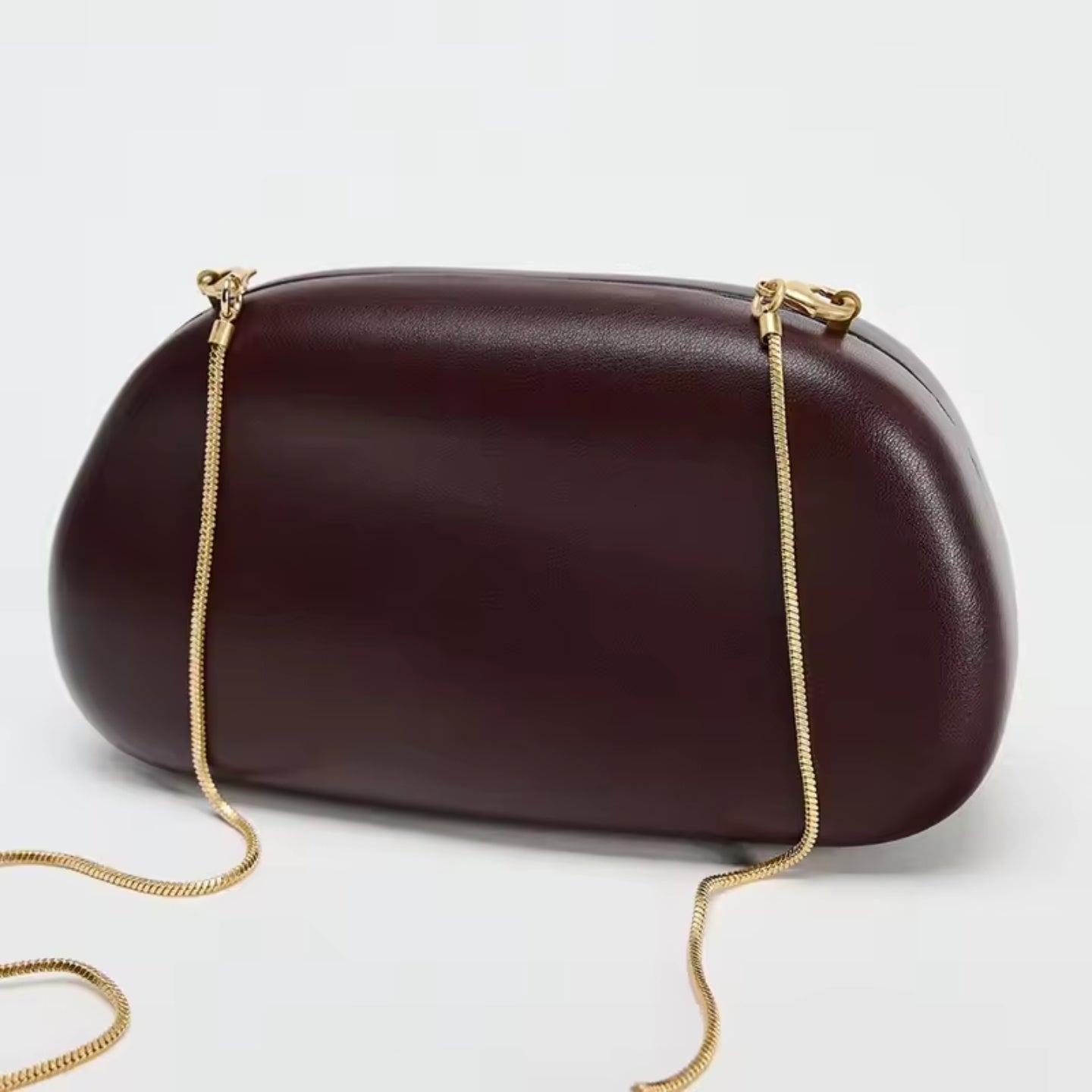 Burgandy Box Leather Clutch