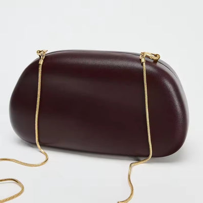 Burgandy Box Leather Clutch