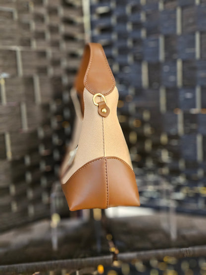 Khaki Leather Bag with an Extra Pouch