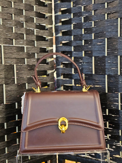 Coffee Leather Crossbody Bag