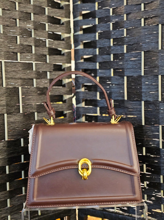 Coffee Leather Crossbody Bag