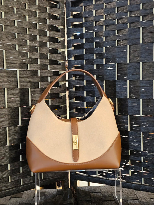 Khaki Leather Bag with an Extra Pouch
