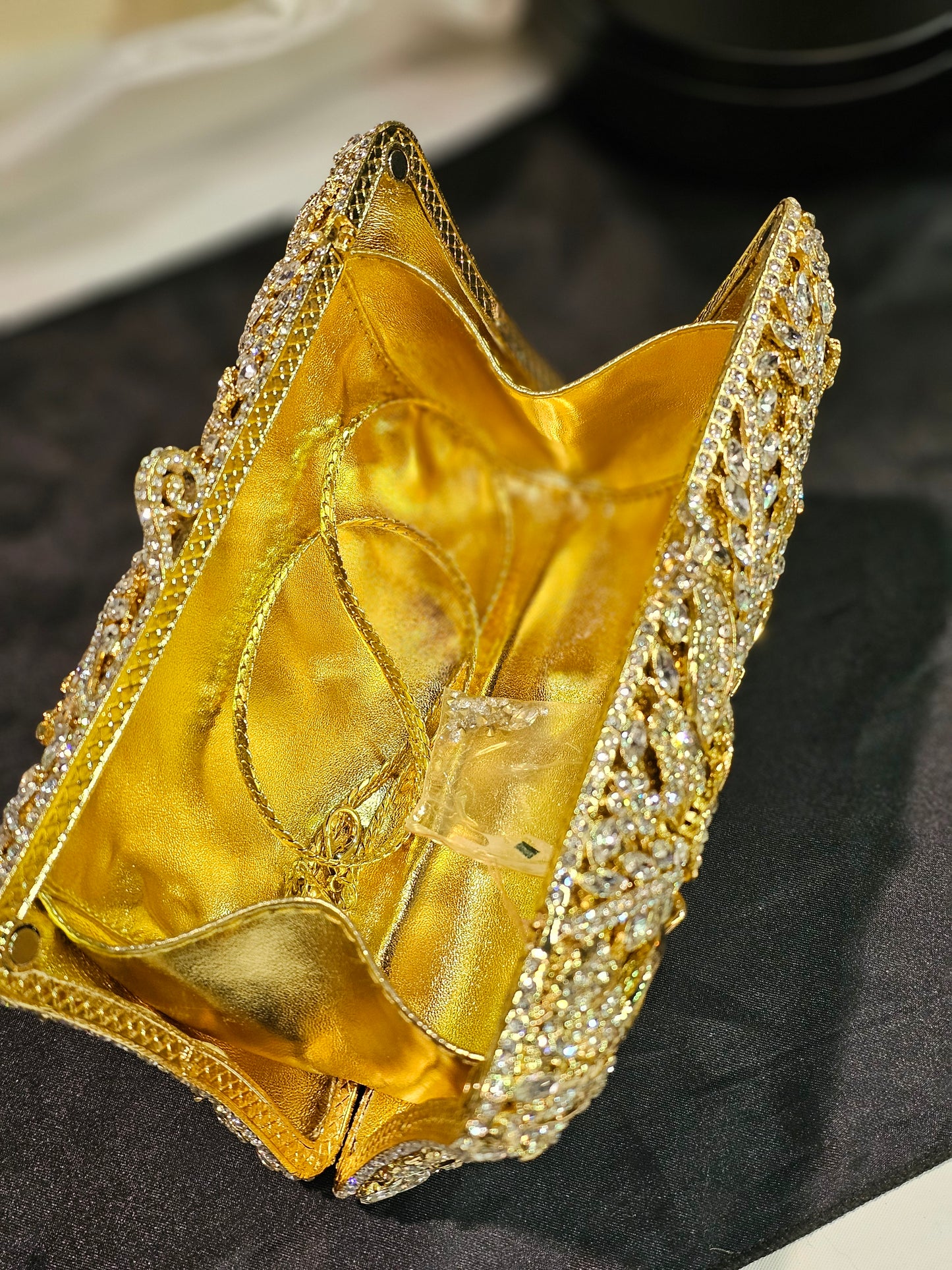 Golden Flower Stones Luxury Clutch Bridal Bag